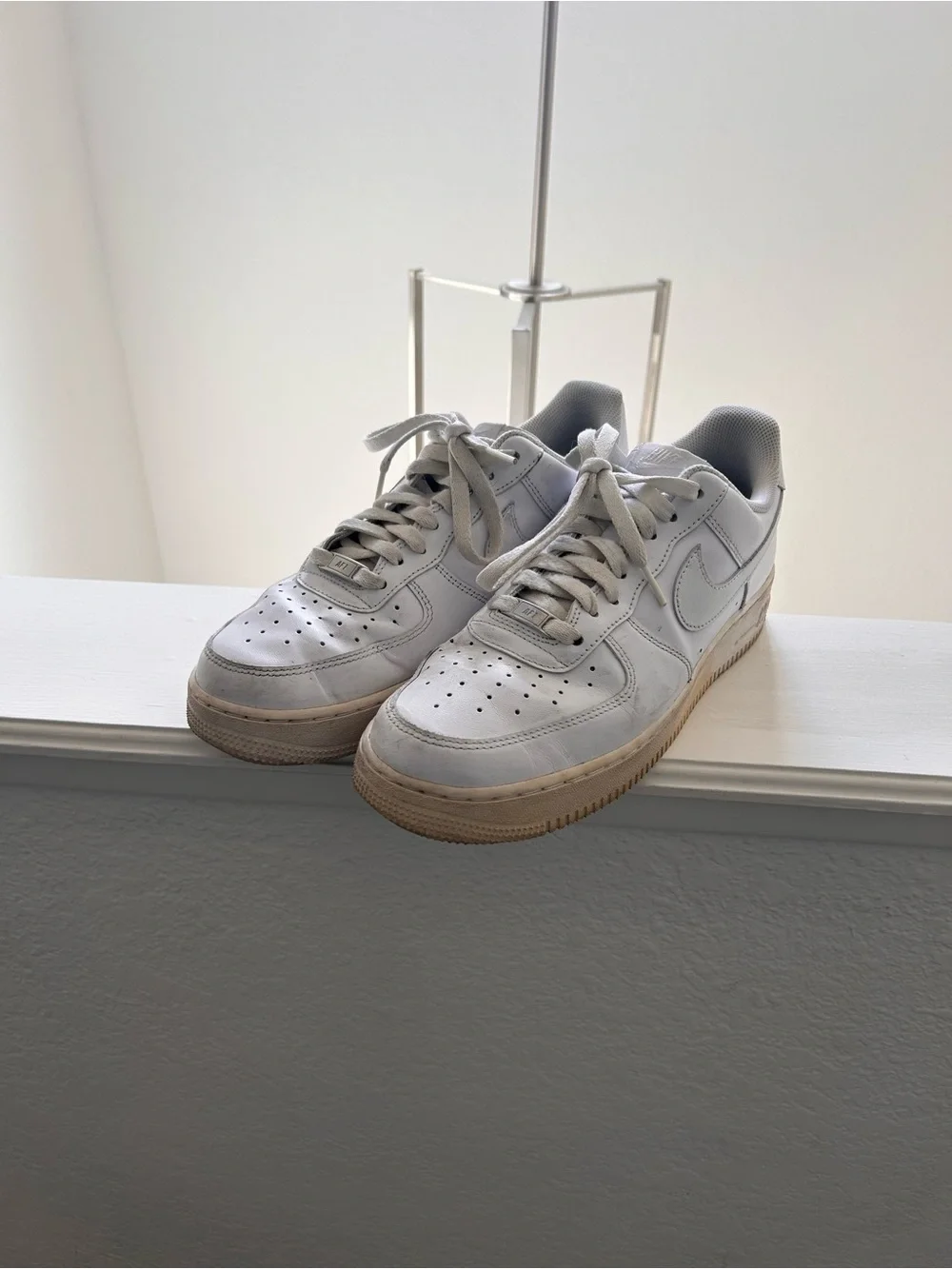 Nike Men's White and Beige Low-Top air forces